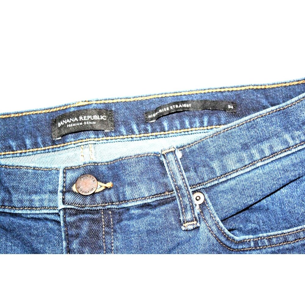 BANANA REPUBLIC Men's Blue Denim Jeans 34 X 27 Straight High Rise - Picture 3 of 6